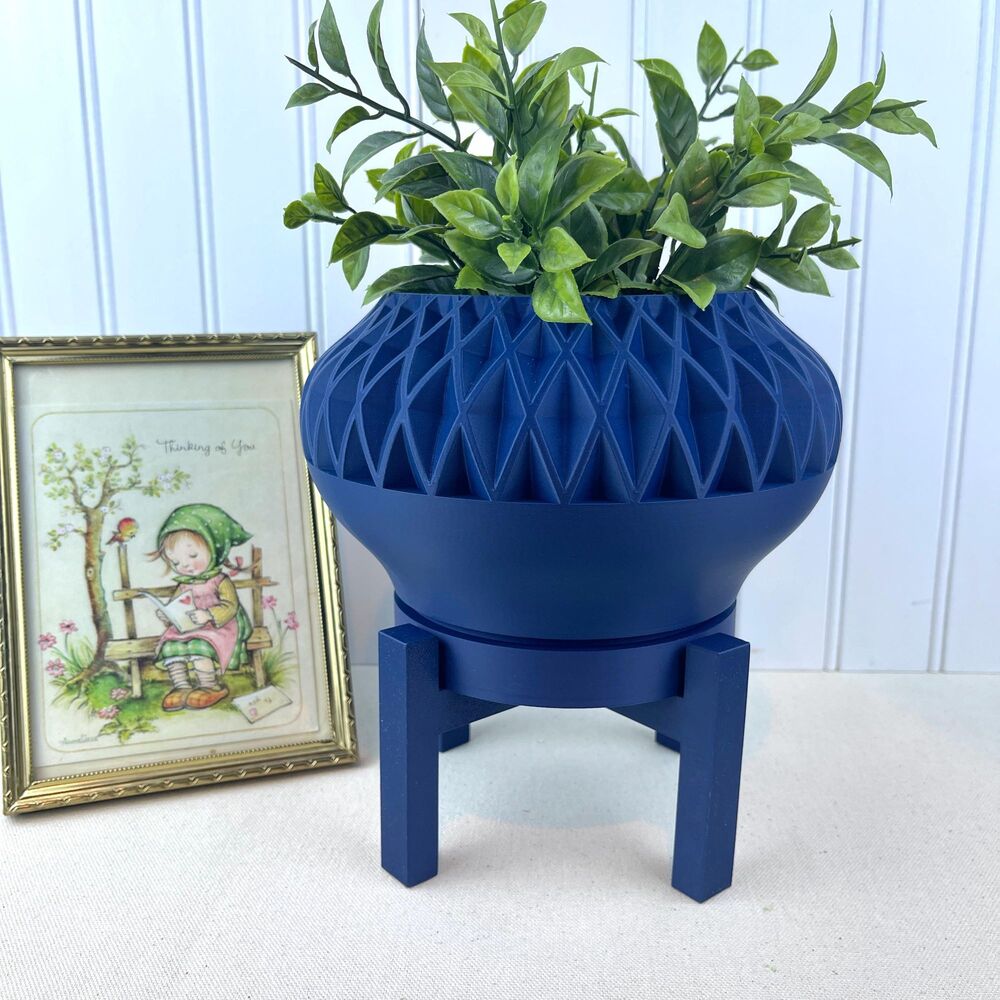 Geometric Indoor Planter Pot, Ersos Planter Pot, Drainage Tray and Stand
